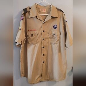 BSA Boyscouts of America boy scout uniform shirt short sleeve Tan Brown